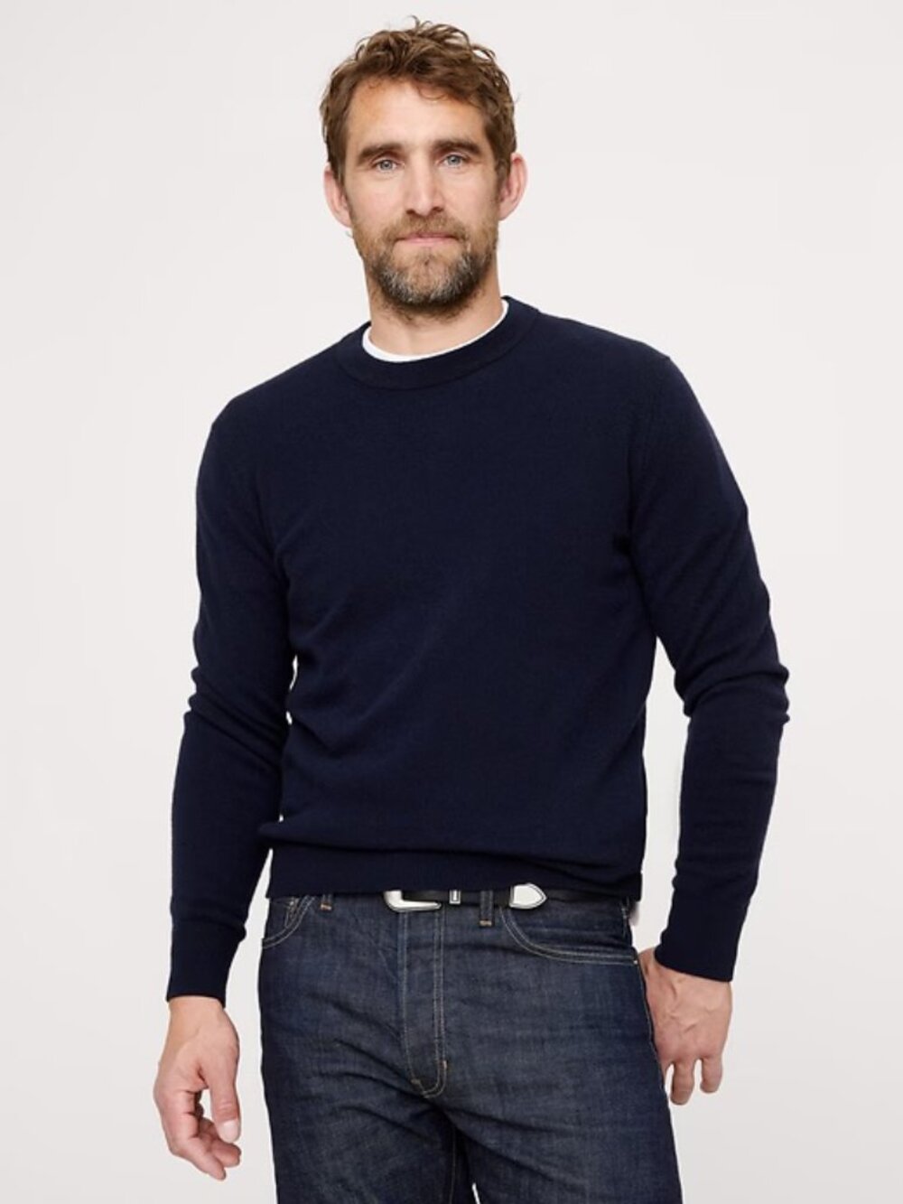 Banana Republic 100% Cashmere Crewneck Sweater Navy Blue Size M